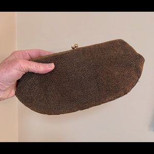 Vintage Richere Japan hand beaded copper clutch